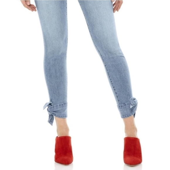 Sam Edelman Stiletto Ankle Tie Light Wash Jean Size 27 - Picture 3 of 11